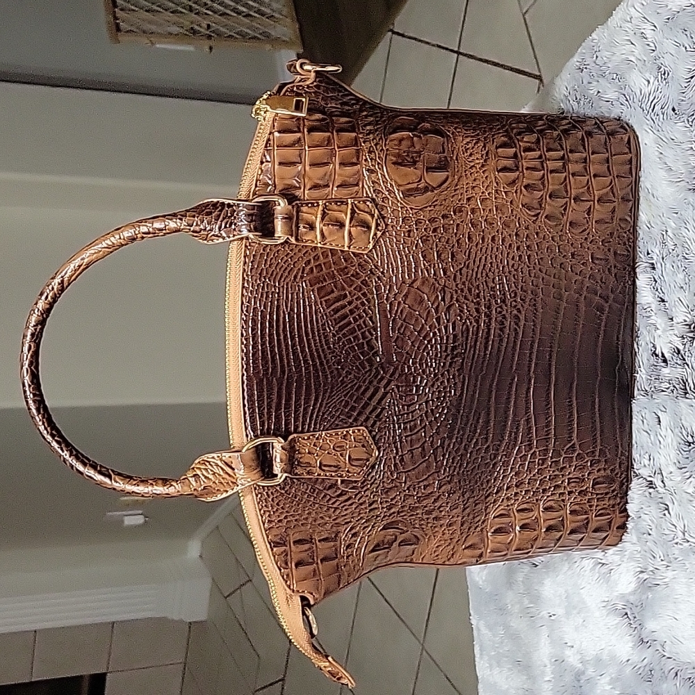 Source Unknown Brown Croc-Embossed Leather Shoulder Bag - Picture 3 of 9